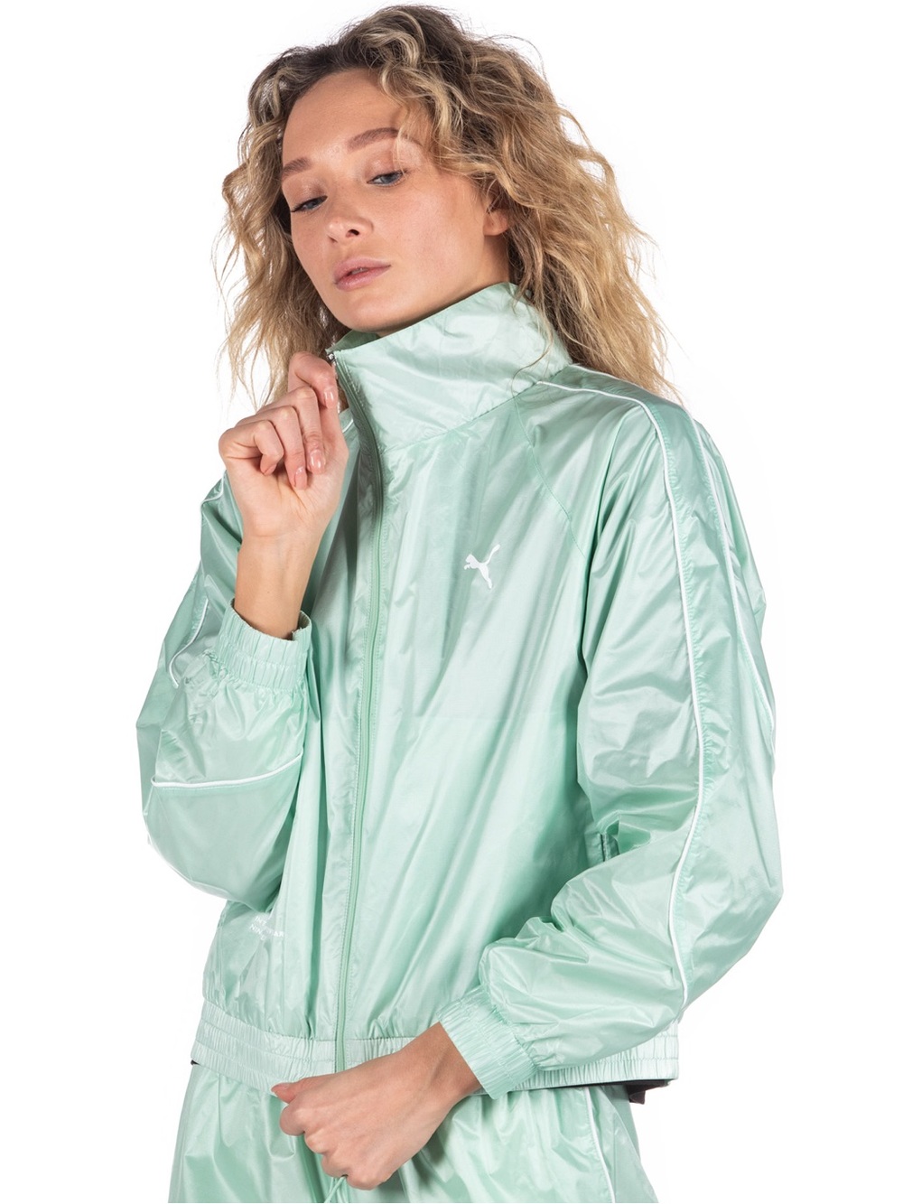 Puma Evide Blokecore Lightweight High Neck Mint Green Jacket Women’s Size Small